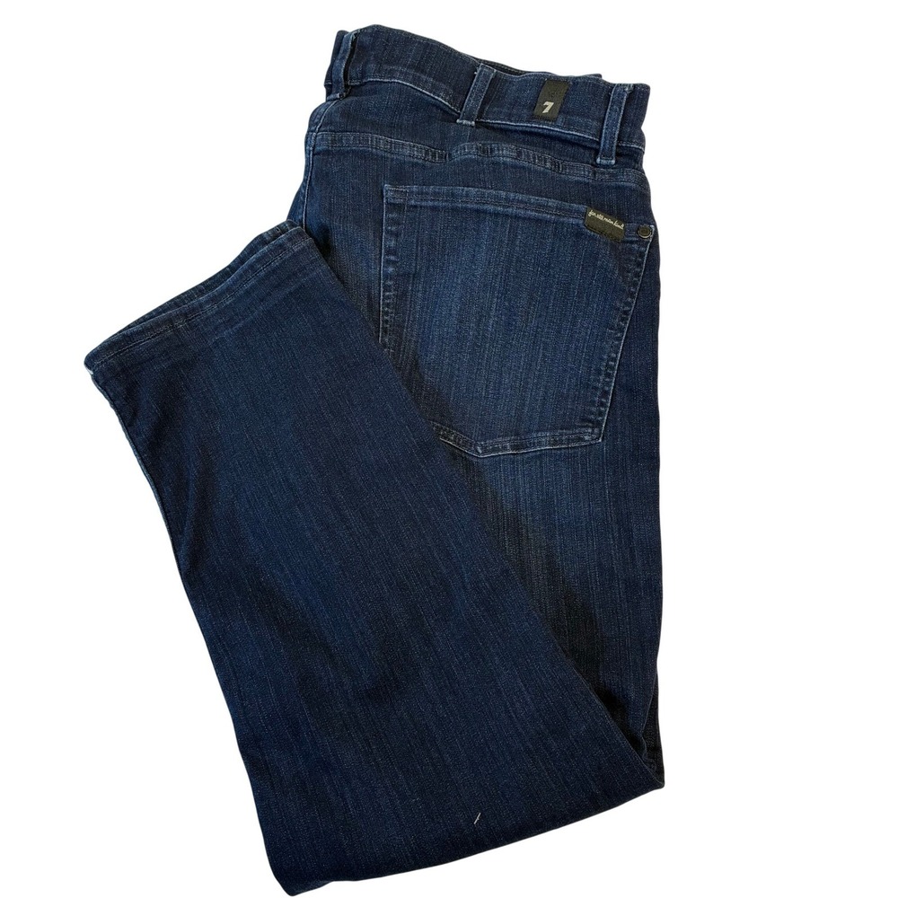 7 For All Mankind Slimmy Luxe Performance Plus Mens Dark Wash Jeans Size 36x27